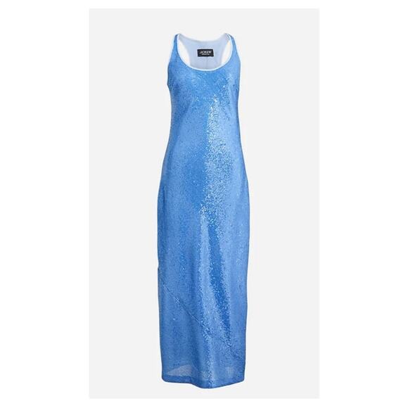 J. Crew Collection Limited Edition Alicia Sequin Racerback Slip Dress Blue Sz 10 - Picture 2 of 13